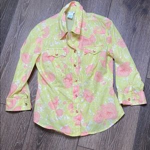 Odille Yellow and Pink Floral Button-Down Shirt